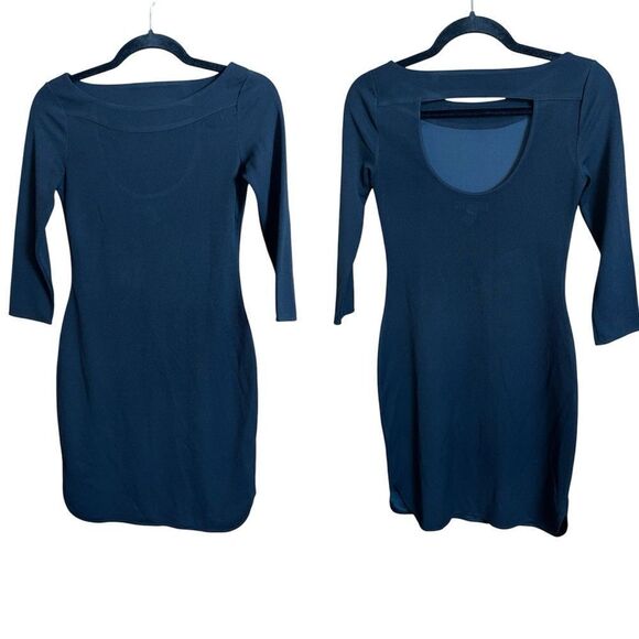 Banana Republic Black Bodycon Boatneck Open Back Little Black Dress Size XXS - Picture 5 of 5